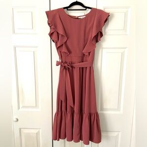 Ivy City Co Ruffled Mauve Midi Dress 💄
